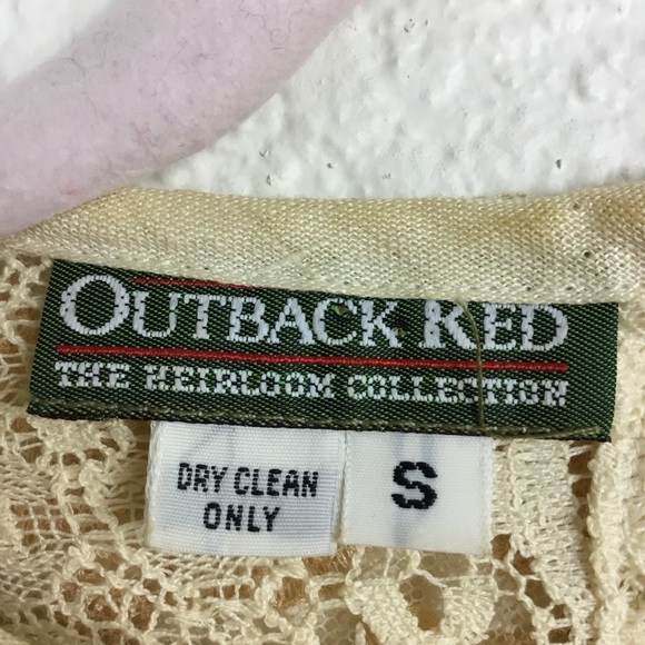 Outback Red Blouse Size S Sheer Vintage  Victorian 1970s Lace Long Sleev… - Picture 11 of 16